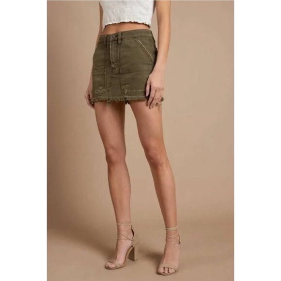 NWOT Free People Army Green Utility Mini Skirt - Gorpcore Grunge Y2K Revive Boho - Picture 3 of 16